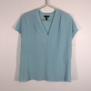 Escada Pale Blue Silk V-Neck Top 14